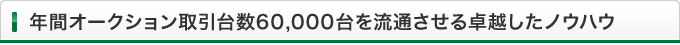 年間オークション取引台数60,000台を流通させる卓越したノウハウ